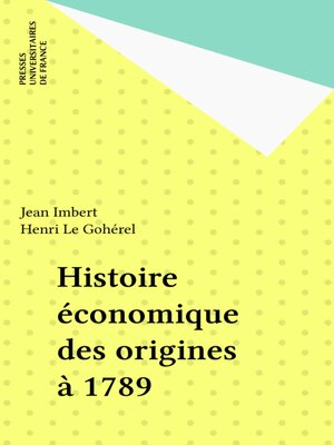 cover image of Histoire économique des origines à 1789